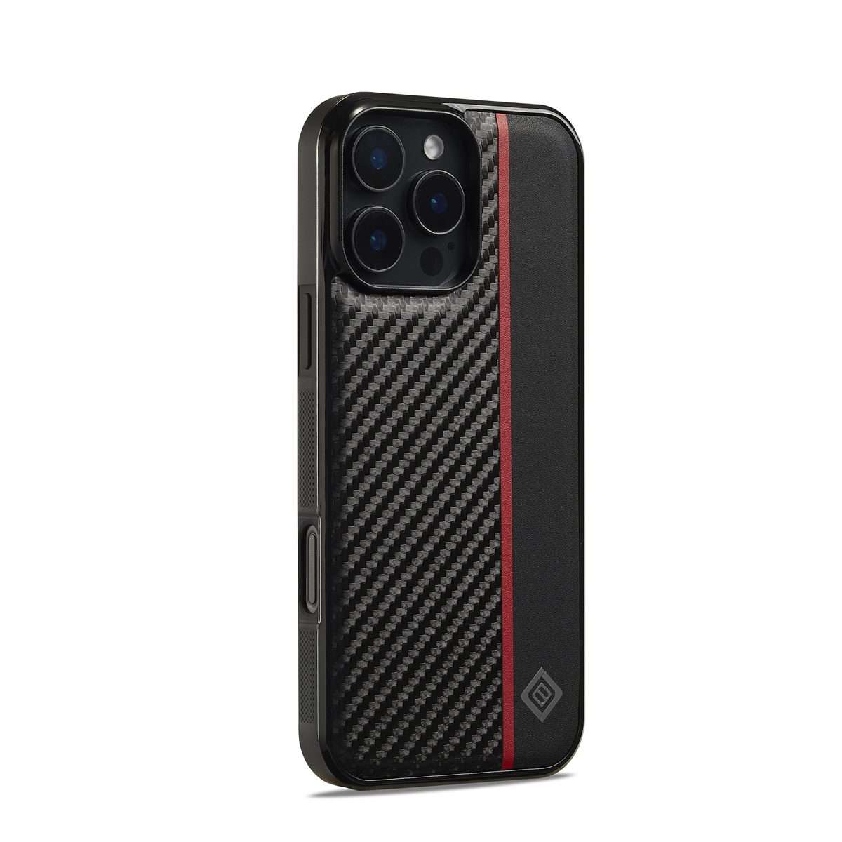 For iPhone 16 Pro Max LC.IMEEKE 3 in 1 Carbon Fiber Texture Shockproof Phone Case(Black)