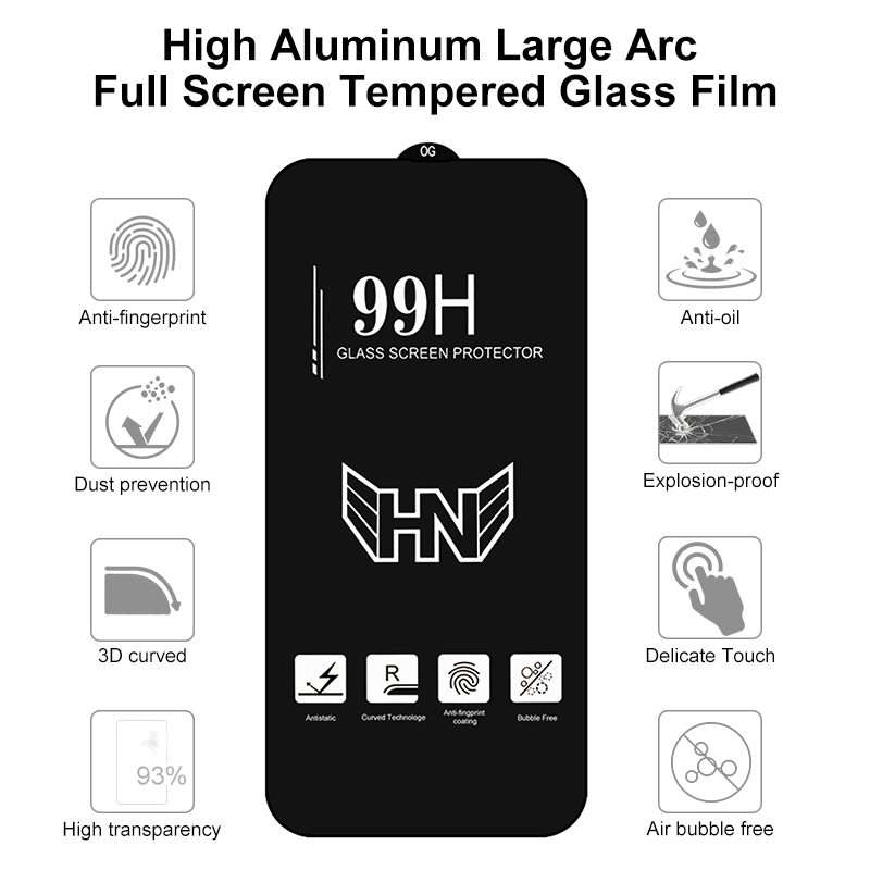 For iPhone 15 Pro High Aluminum Large Arc Full Screen Tempered Glass Film
