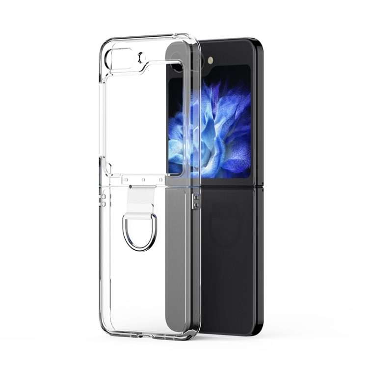 For Samsung Galaxy Z Flip5 Skin Feel PC Foldable Phone Case with Ring(Transparent)