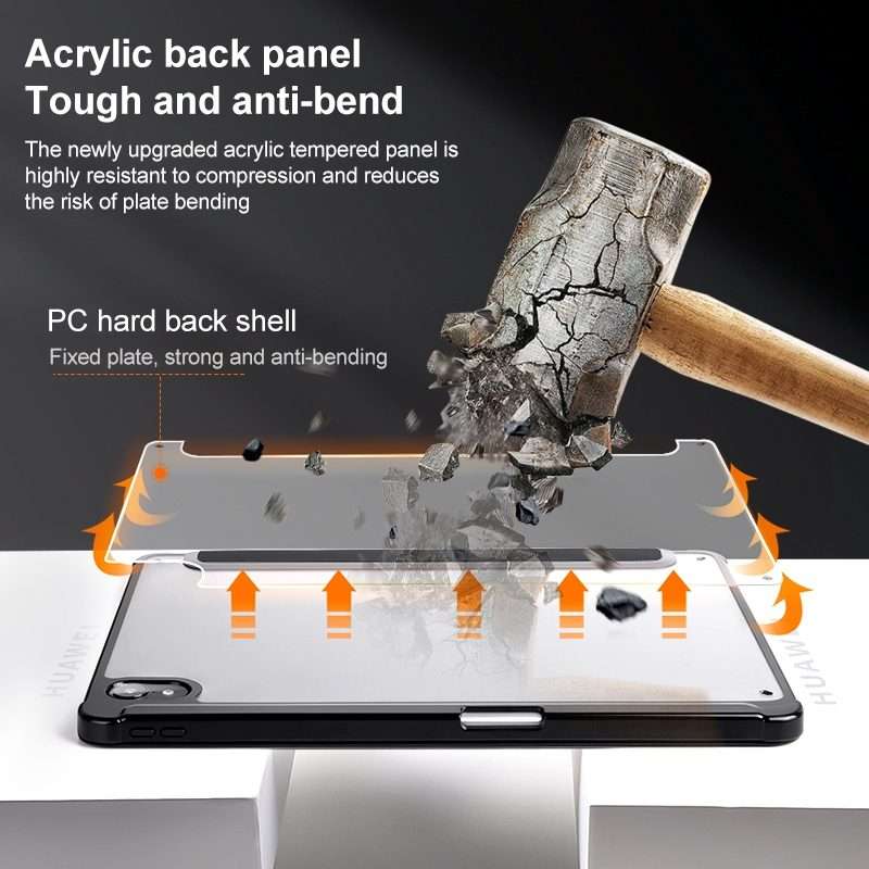 For Huawei MatePad Air 11.5 inch 3-Fold Clear Acrylic Leather Tablet Case(Black)