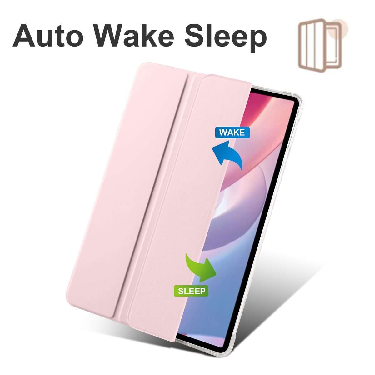 For Honor Pad X8 Pro / Pad X9 3-folding Transparent TPU Smart Leather Tablet Case(Ice Pink)