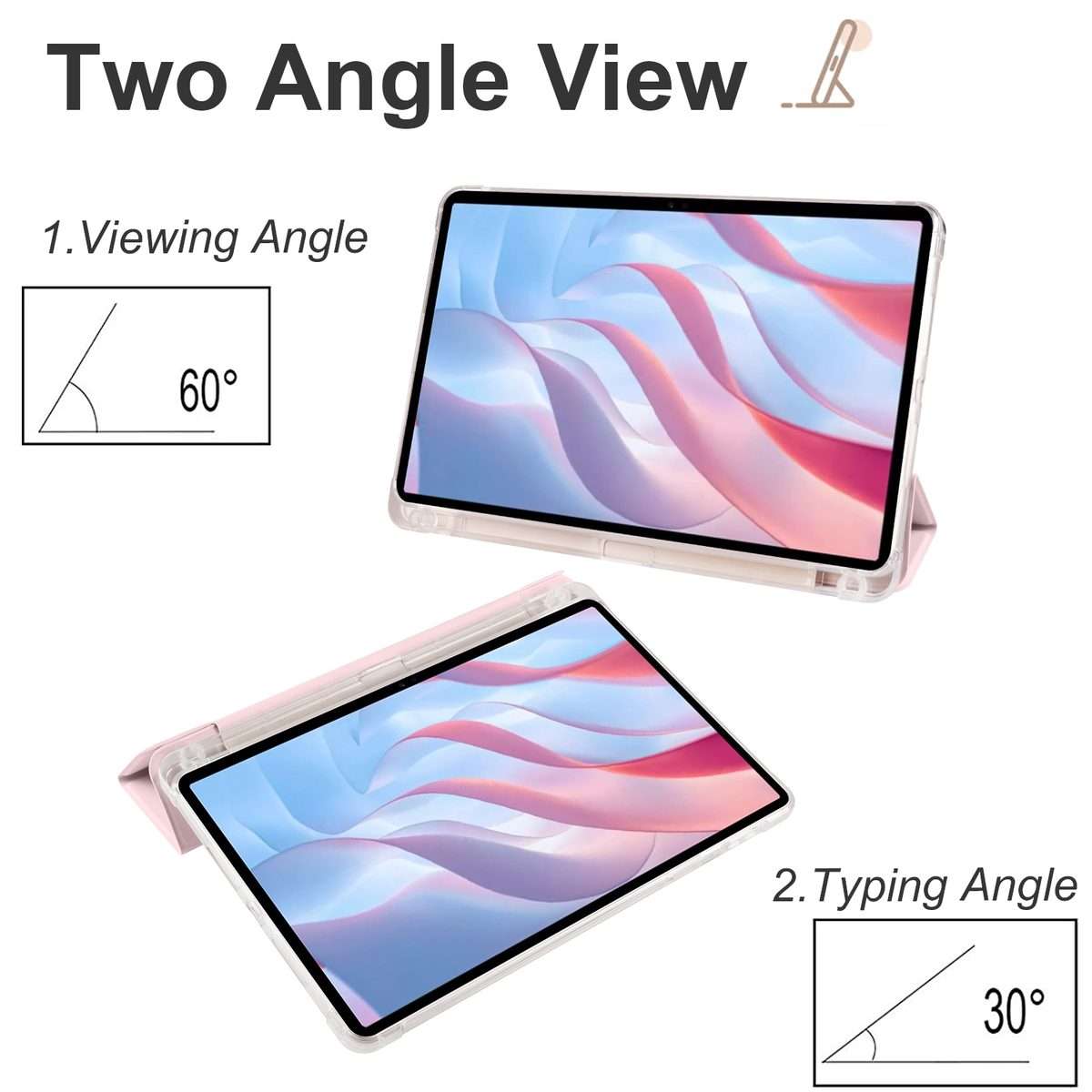 For Honor Pad X8 Pro / Pad X9 3-folding Transparent TPU Smart Leather Tablet Case(Ice Pink)
