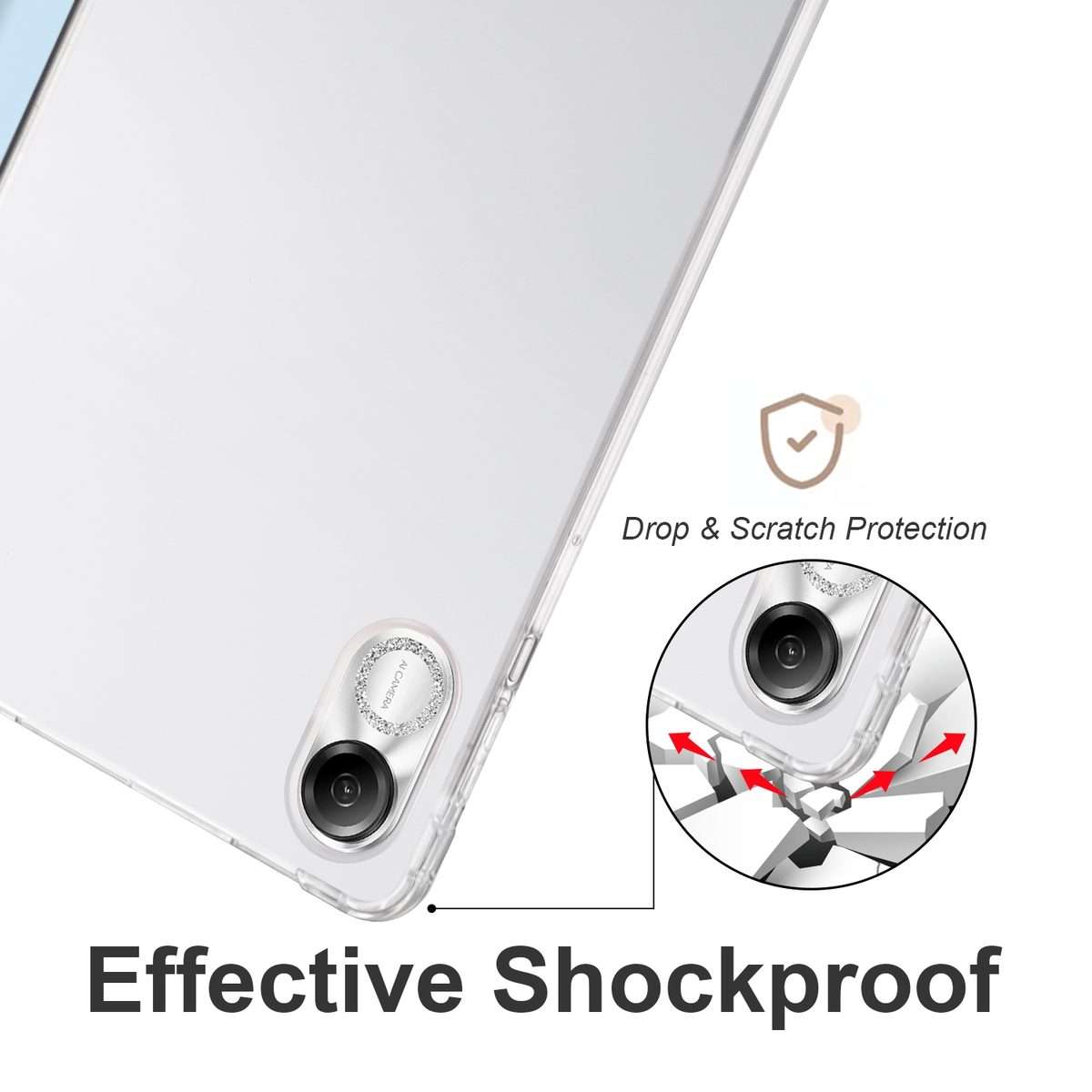 For Honor Pad X8 Pro / Pad X9 3-folding Transparent TPU Smart Leather Tablet Case(Ice Blue)