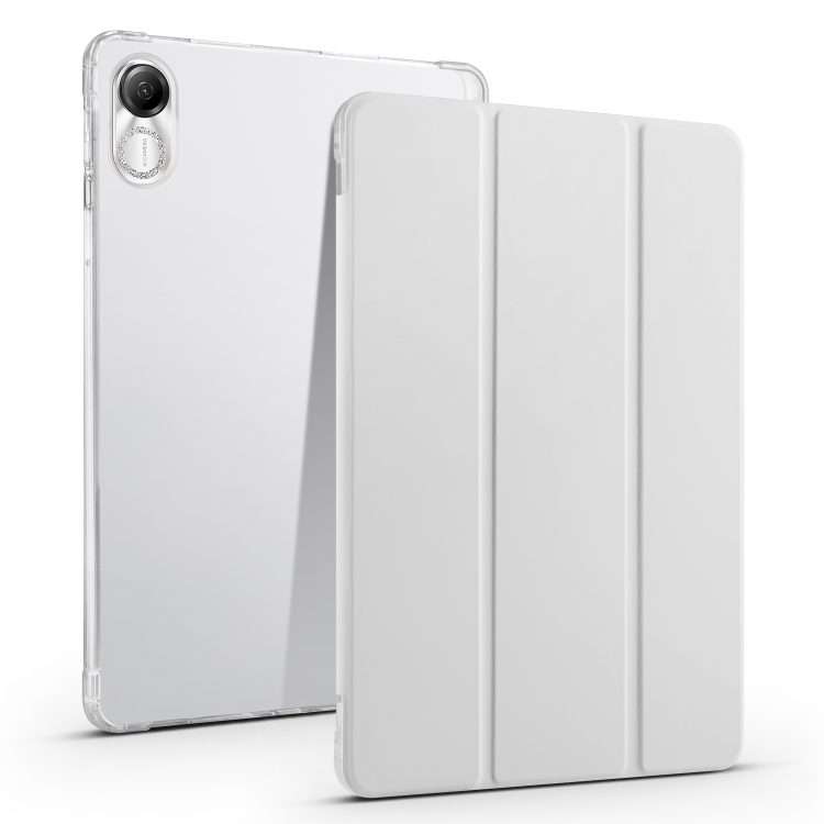 For Honor Pad X8 Pro / Pad X9 3-folding Transparent TPU Smart Leather Tablet Case(Grey)