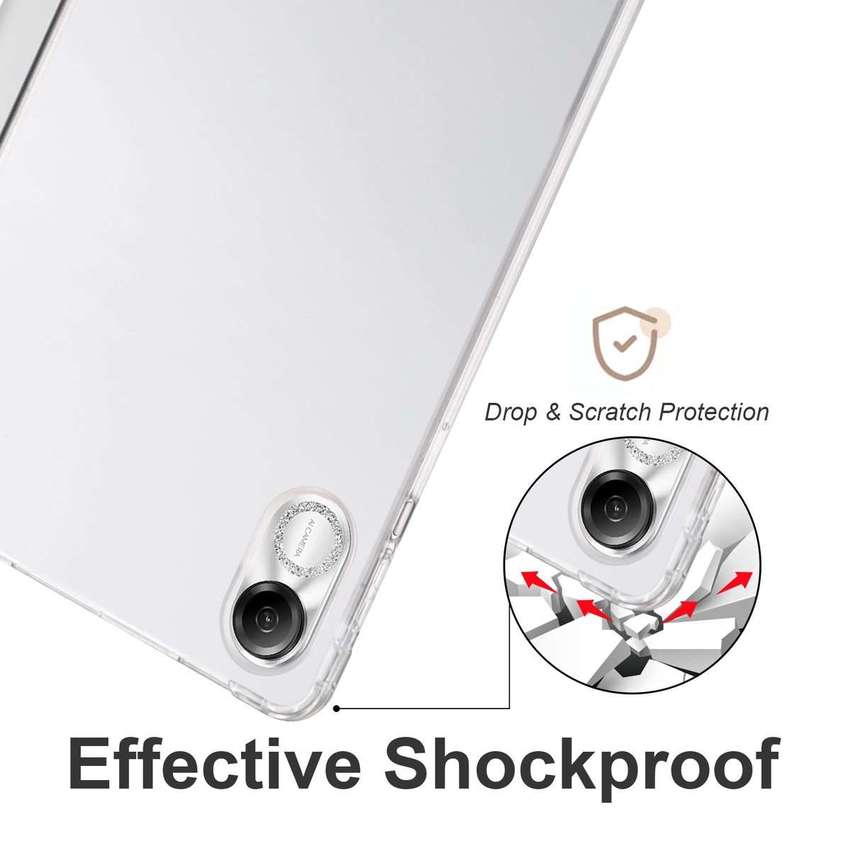 For Honor Pad X8 Pro / Pad X9 3-folding Transparent TPU Smart Leather Tablet Case(Grey)