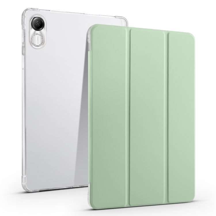For Honor Pad X8 Pro / Pad X9 3-folding Transparent TPU Smart Leather Tablet Case(Matcha Green)