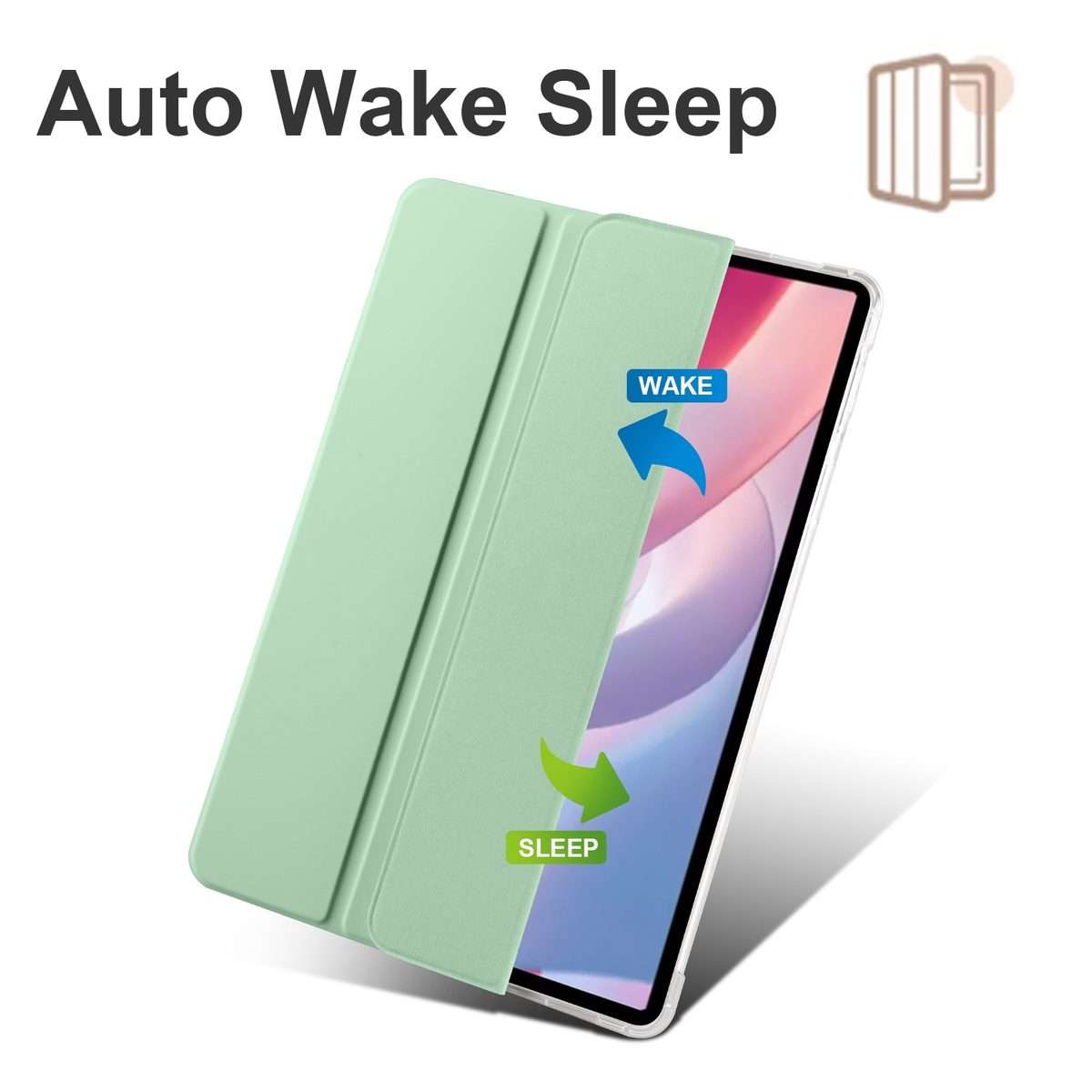 For Honor Pad X8 Pro / Pad X9 3-folding Transparent TPU Smart Leather Tablet Case(Matcha Green)
