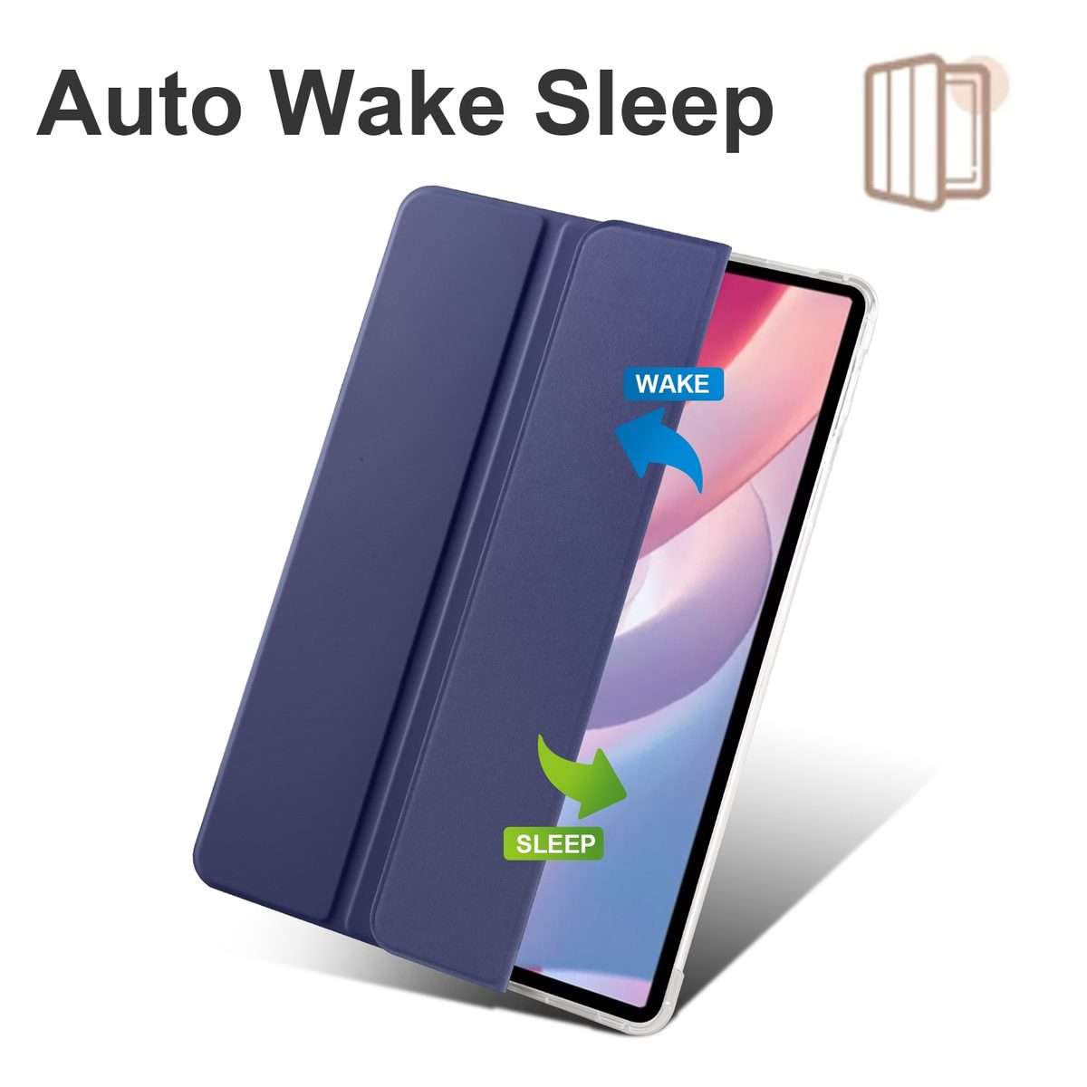 For Honor Pad X8 Pro / Pad X9 3-folding Transparent TPU Smart Leather Tablet Case(Dark Blue)