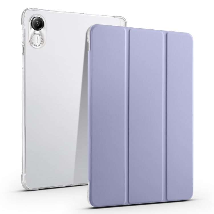 For Honor Pad X8 Pro / Pad X9 3-folding Transparent TPU Smart Leather Tablet Case(Purple)