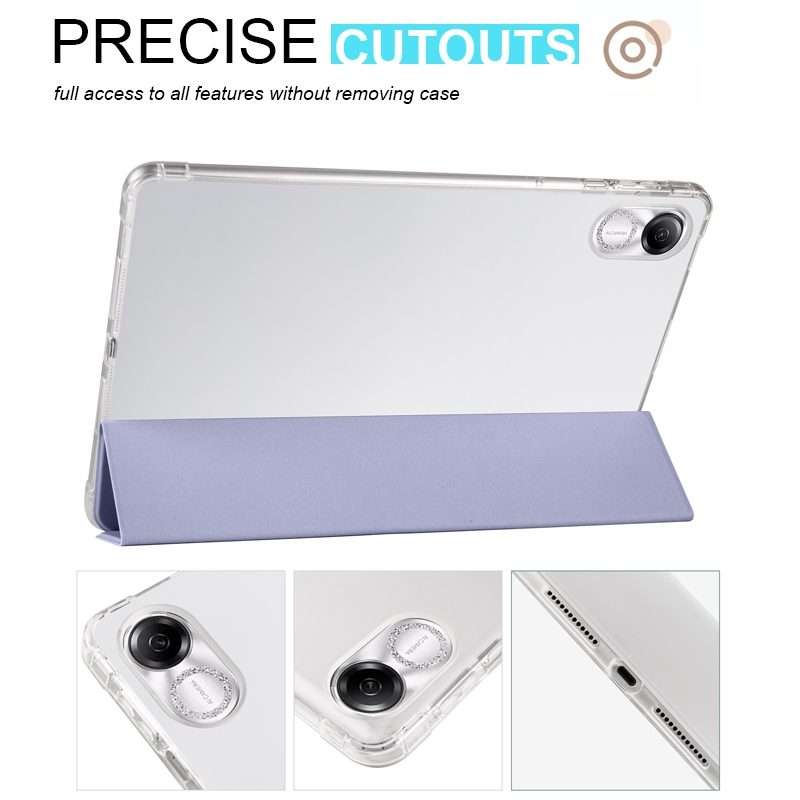For Honor Pad X8 Pro / Pad X9 3-folding Transparent TPU Smart Leather Tablet Case(Purple)