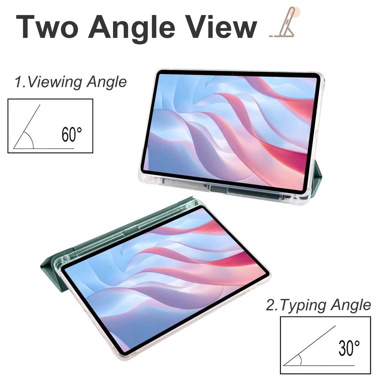 For Honor Pad X8 Pro / Pad X9 3-folding Transparent TPU Smart Leather Tablet Case(Green)