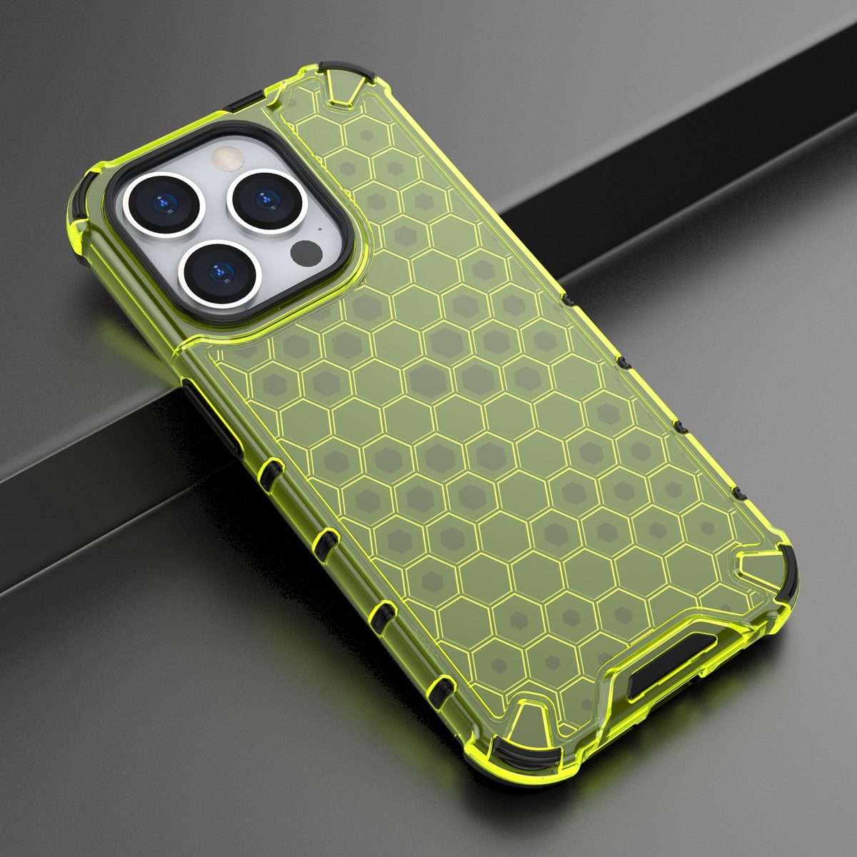 For iPhone 15 Pro Honeycomb Shockproof Phone Case(Green)