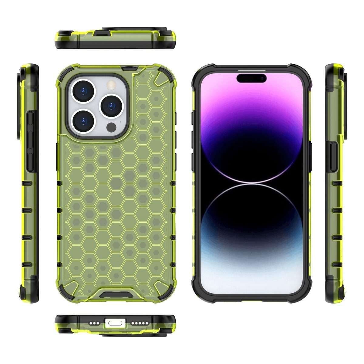 For iPhone 15 Pro Honeycomb Shockproof Phone Case(Green)