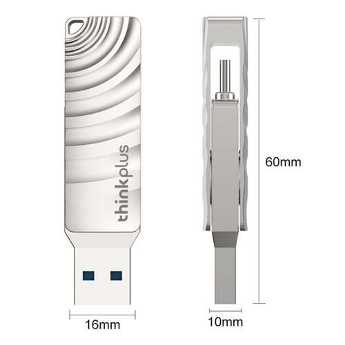 Lenovo Thinkplus MU232 USB 3.2 + USB-C / Type-C Dual Head Flash Drive, Memory:128GB