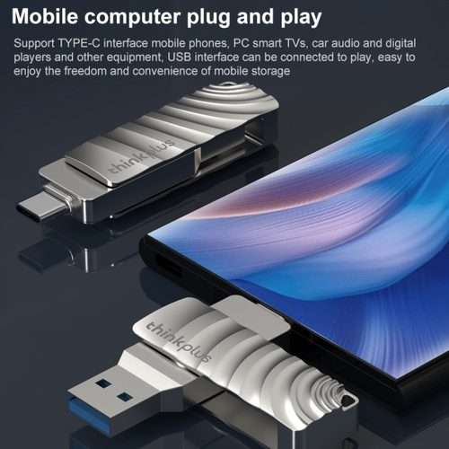 Lenovo Thinkplus MU232 USB 3.2 + USB-C / Type-C Dual Head Flash Drive, Memory:256GB