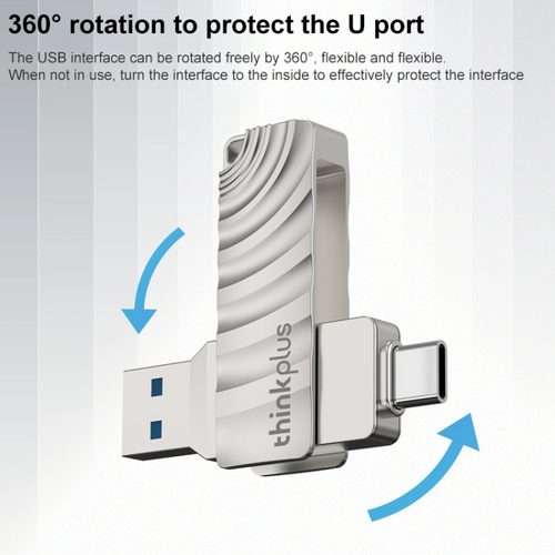 Lenovo Thinkplus MU232 USB 3.2 + USB-C / Type-C Dual Head Flash Drive, Memory:256GB