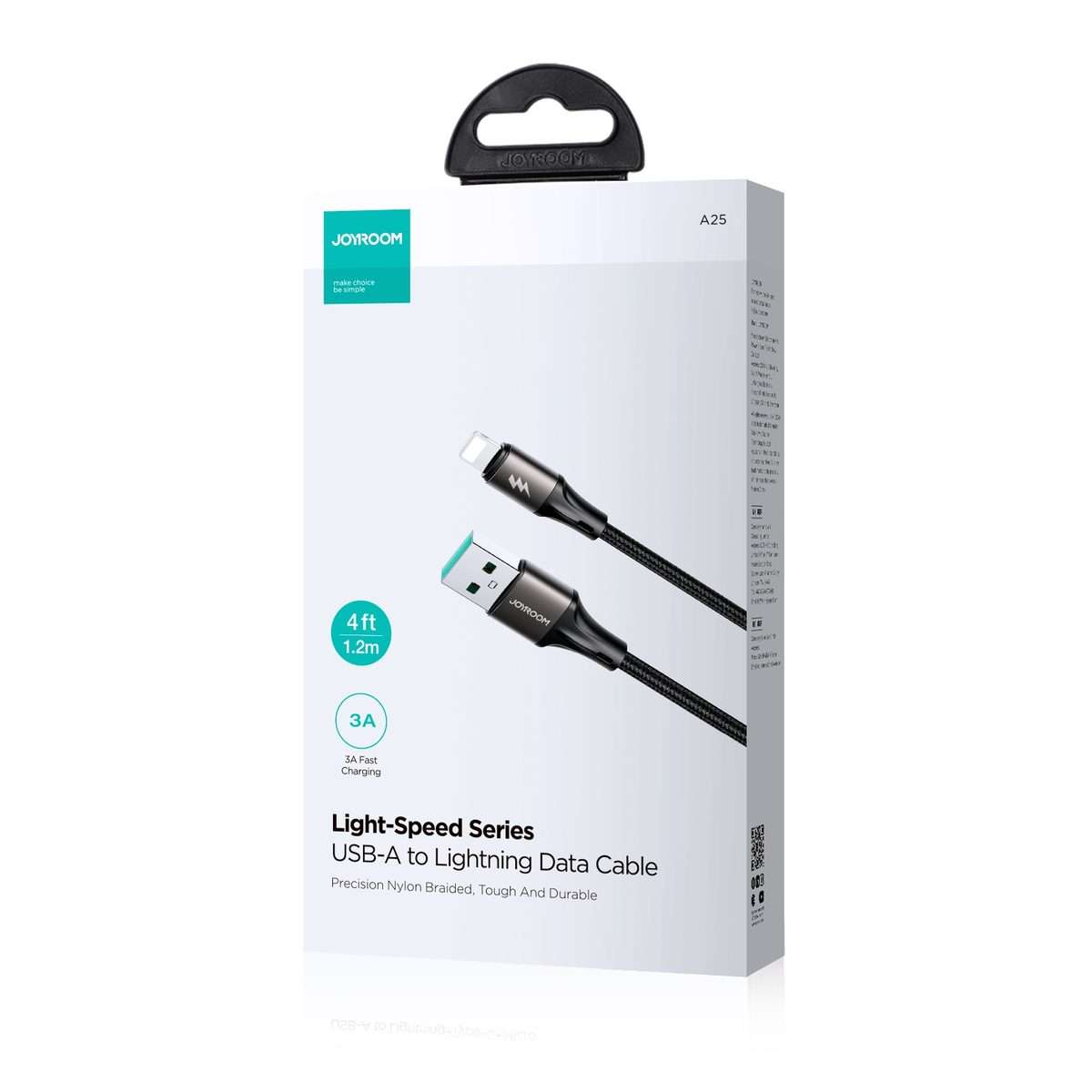 JOYROOM SA25-AL3 3A USB to 8 Pin Fast Charge Data Cable, Length:1.2m(Black)