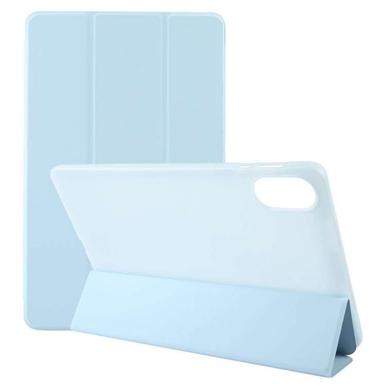For Honor Pad X9 / X8 Pro Solid Color 3-folding Leather Tablet Case(Ice Blue)