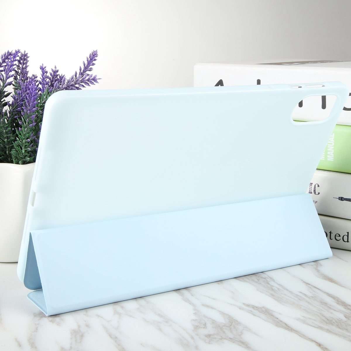 For Honor Pad X9 / X8 Pro Solid Color 3-folding Leather Tablet Case(Ice Blue)