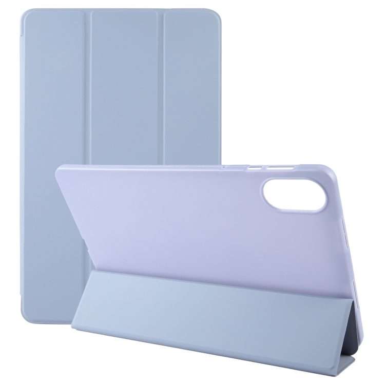 For Honor Pad X9 / X8 Pro Solid Color 3-folding Leather Tablet Case(Lavender)
