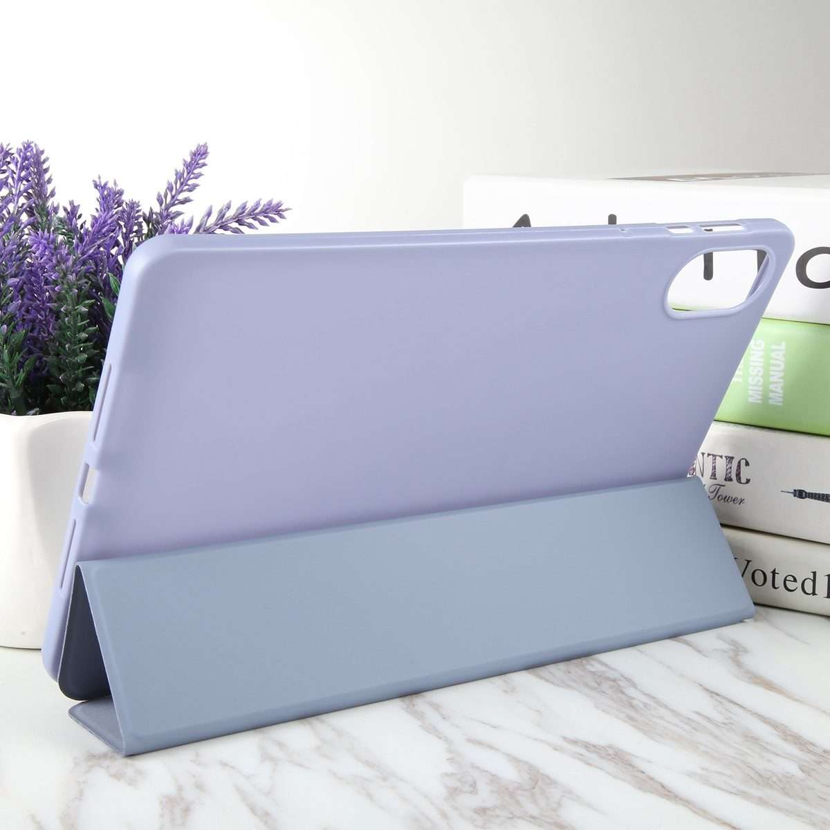 For Honor Pad X9 / X8 Pro Solid Color 3-folding Leather Tablet Case(Lavender)