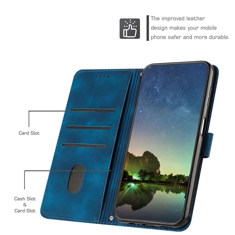 For iPhone 13 Pro Max Dream Triangle Leather Phone Case with Lanyard(Blue)