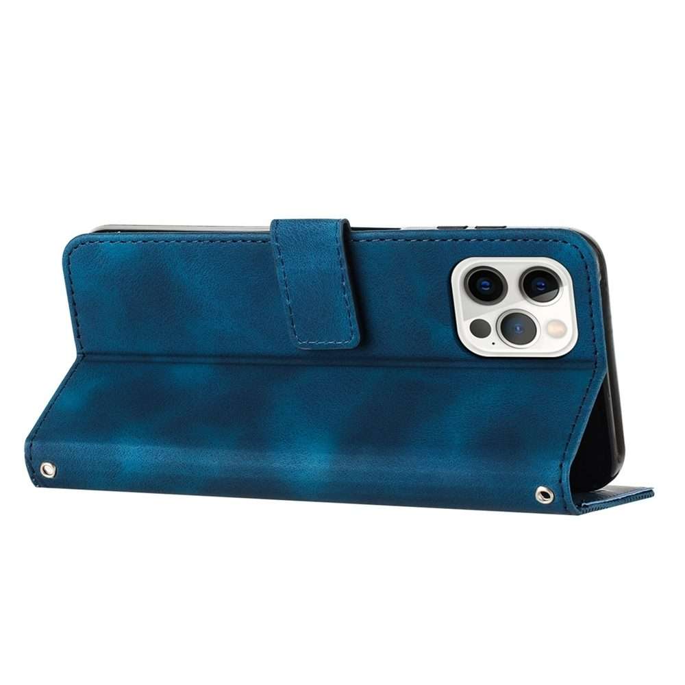 For iPhone 13 Pro Max Dream Triangle Leather Phone Case with Lanyard(Blue)