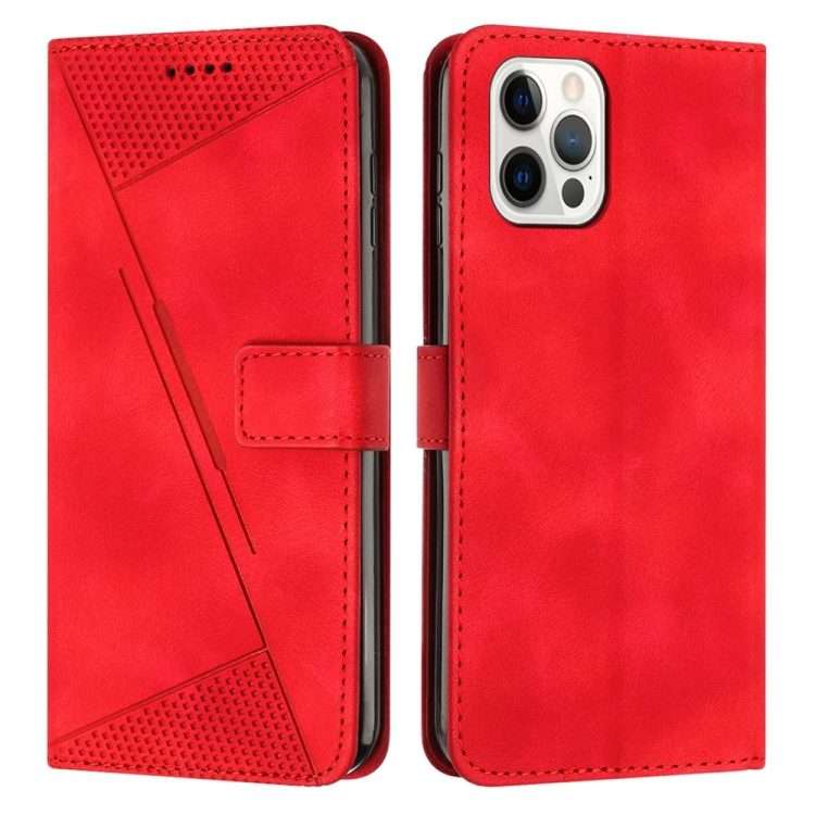 For iPhone 13 Pro Max Dream Triangle Leather Phone Case with Lanyard(Red)