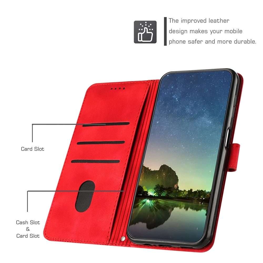 For iPhone 13 Pro Max Dream Triangle Leather Phone Case with Lanyard(Red)