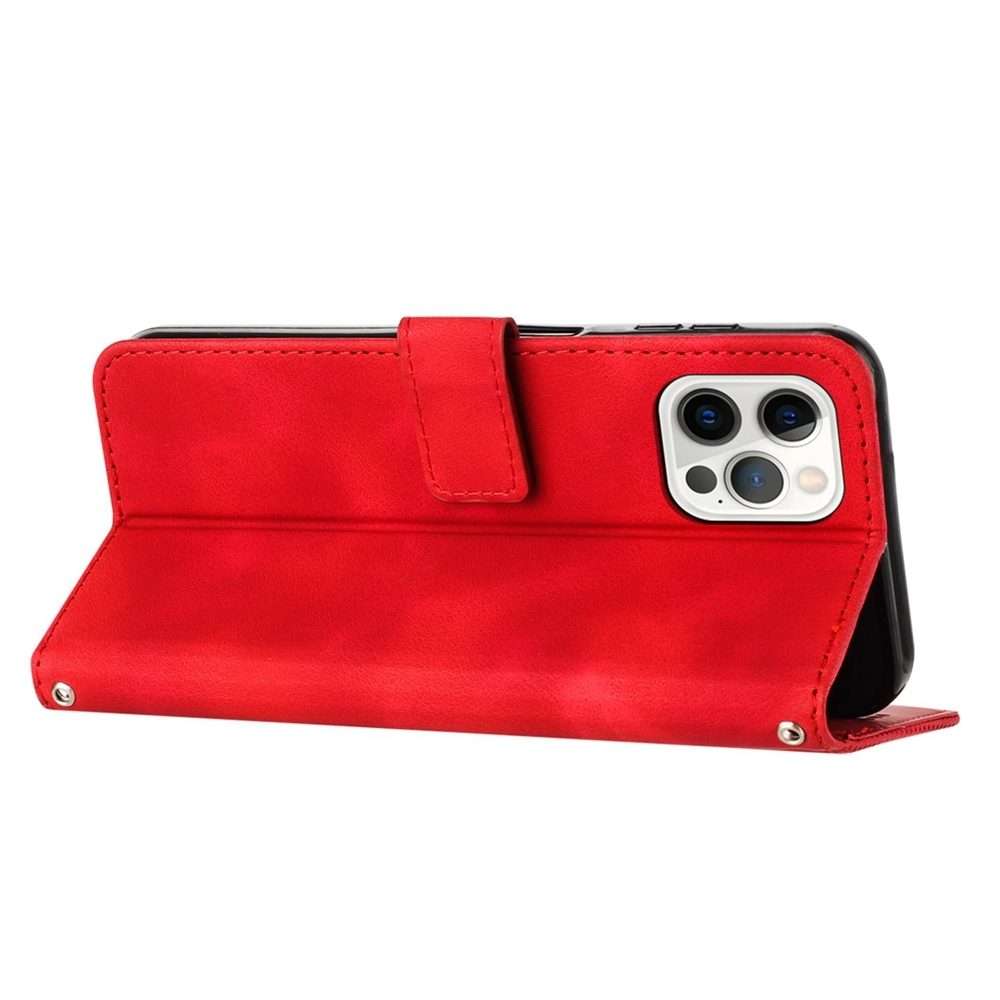 For iPhone 13 Pro Max Dream Triangle Leather Phone Case with Lanyard(Red)