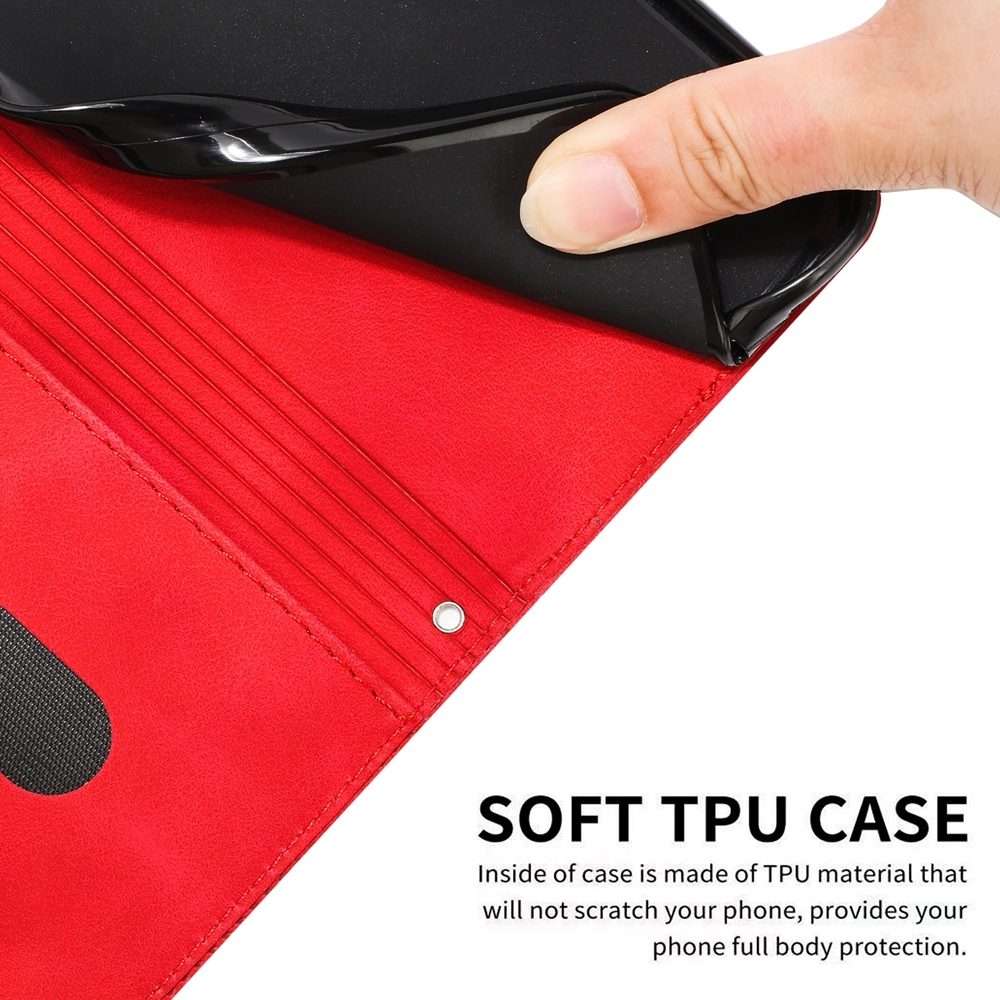 For iPhone 13 Pro Max Dream Triangle Leather Phone Case with Lanyard(Red)