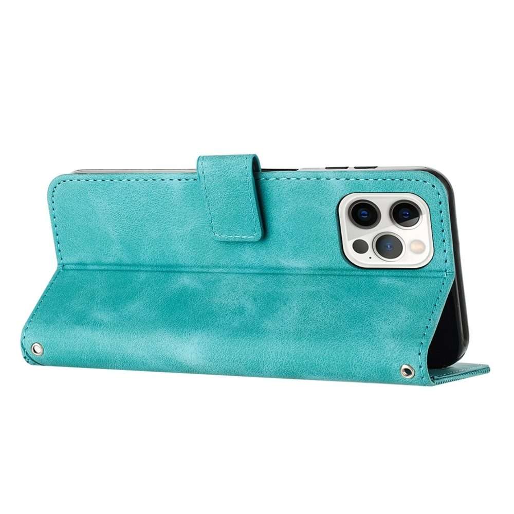 For iPhone 13 Pro Max Dream Triangle Leather Phone Case with Lanyard(Green)