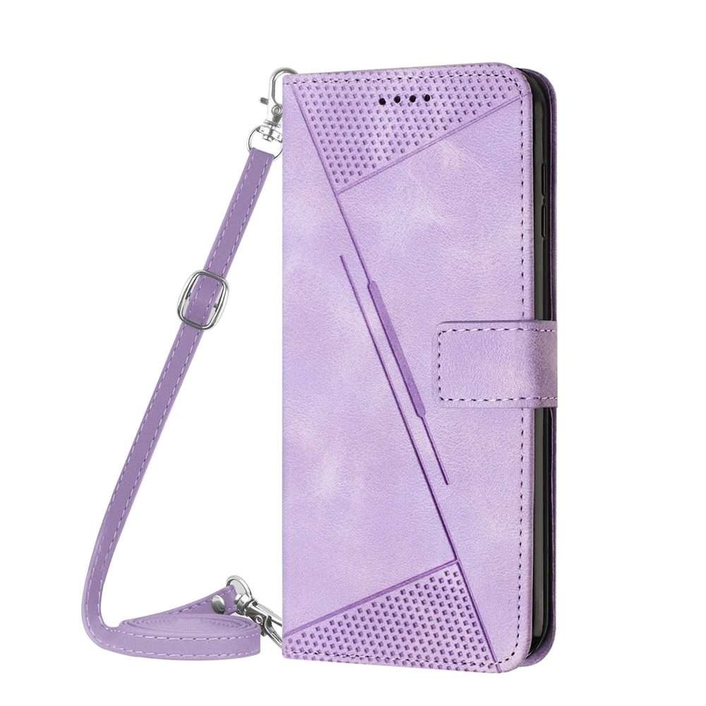 For iPhone 13 Pro Max Dream Triangle Leather Phone Case with Lanyard(Purple)