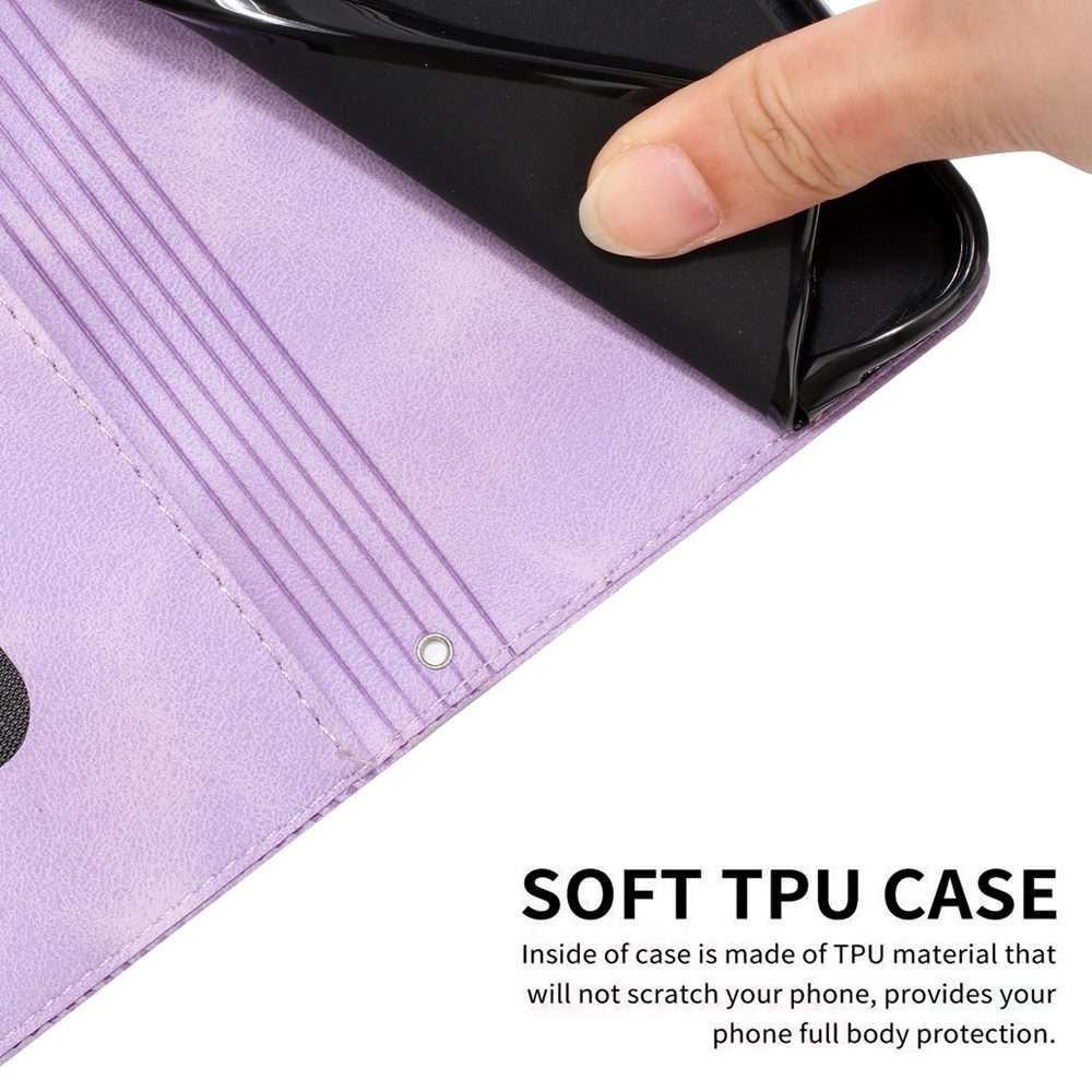 For iPhone 13 Pro Max Dream Triangle Leather Phone Case with Lanyard(Purple)