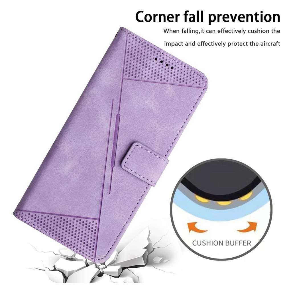 For iPhone 13 Pro Max Dream Triangle Leather Phone Case with Lanyard(Purple)