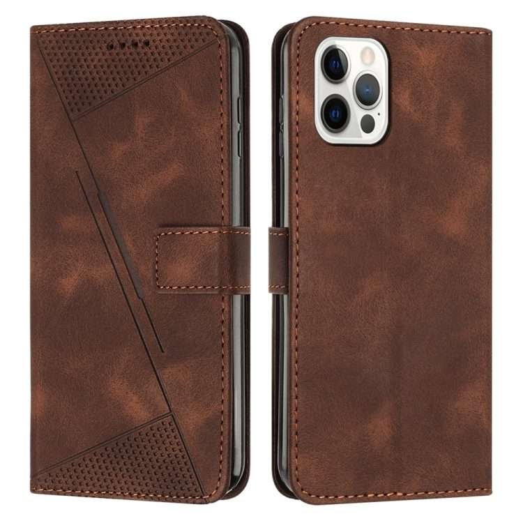 For iPhone 13 Pro Max Dream Triangle Leather Phone Case with Lanyard(Brown)
