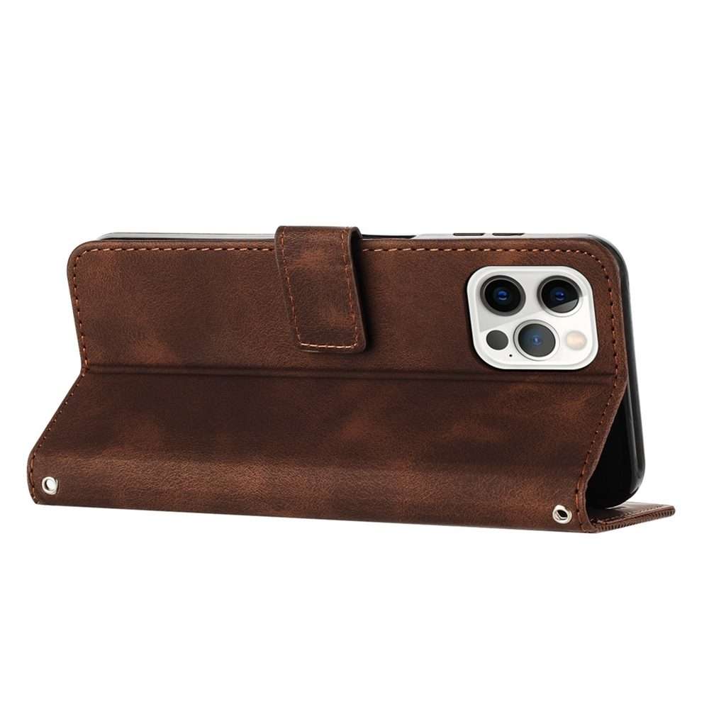 For iPhone 13 Pro Max Dream Triangle Leather Phone Case with Lanyard(Brown)