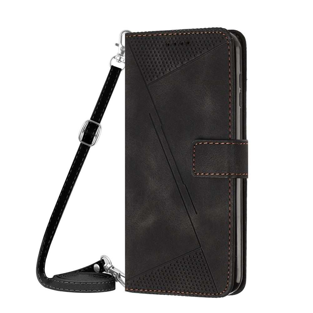 For iPhone 13 Pro Max Dream Triangle Leather Phone Case with Lanyard(Black)
