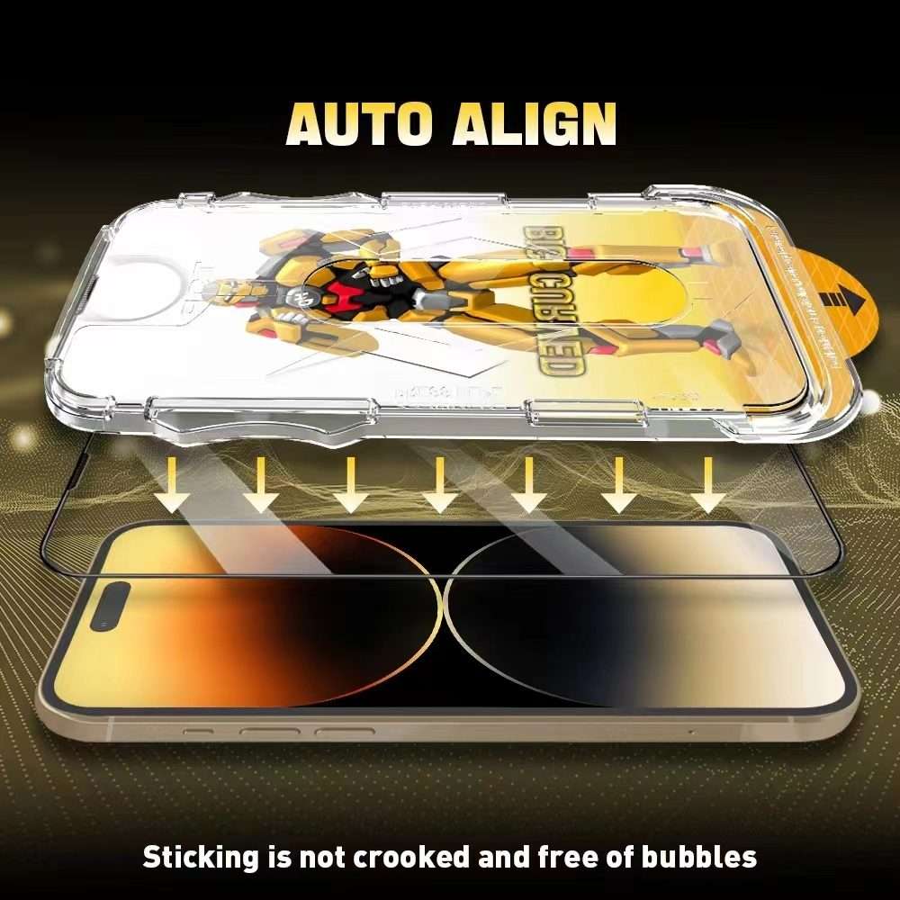 For iPhone 13 Pro Max / 14 Plus Easy Install Dust-proof Armor Tempered Glass Film