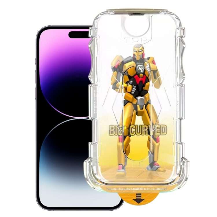 For iPhone 14 Pro Max Easy Install Dust-proof Armor Tempered Glass Film