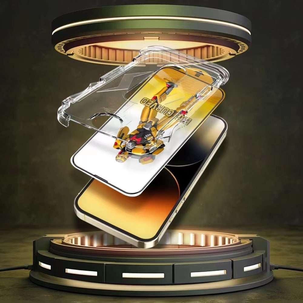 For iPhone 14 Pro Max Easy Install Dust-proof Armor Tempered Glass Film