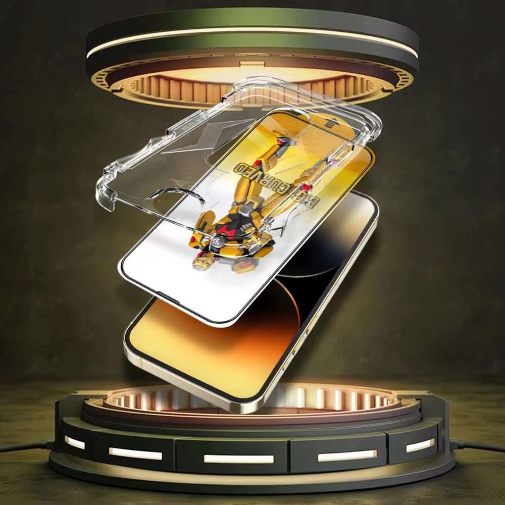 For iPhone 15 Pro Easy Install Dust-proof Armor Tempered Glass Film