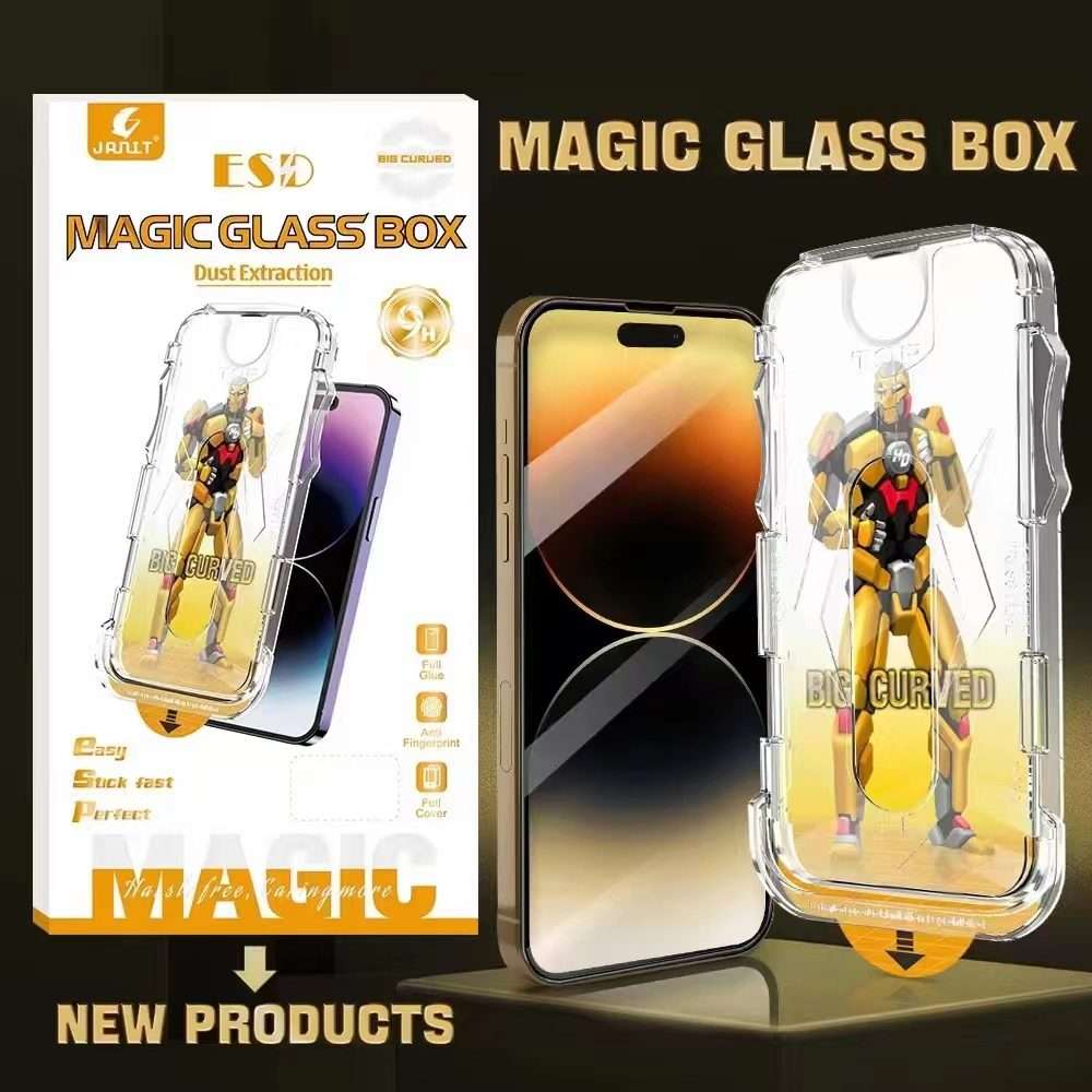 For iPhone 15 Pro Easy Install Dust-proof Armor Tempered Glass Film