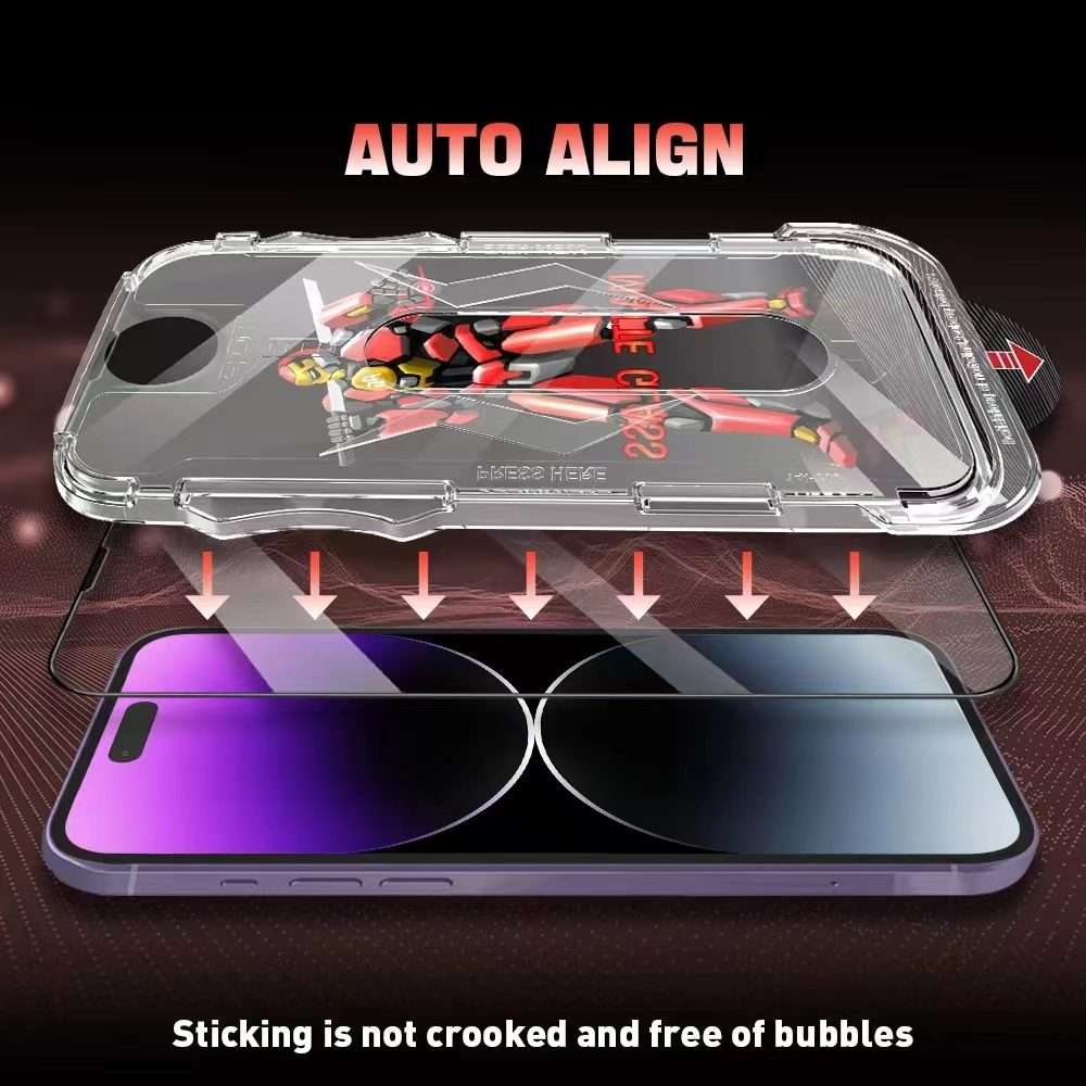 For iPhone 14 Pro Max Easy Install Matte Armor Tempered Glass Film