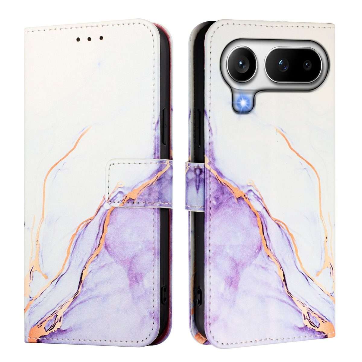 For Honor Magic8 Pro Air PT003 Marble Pattern Flip Leather Phone Case(White Purple)
