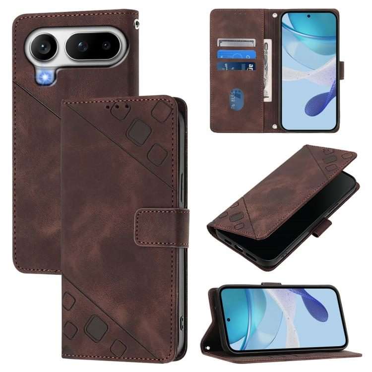 For Honor Magic8 Pro Air 5G Skin-feel Embossed Leather Phone Case(Brown)