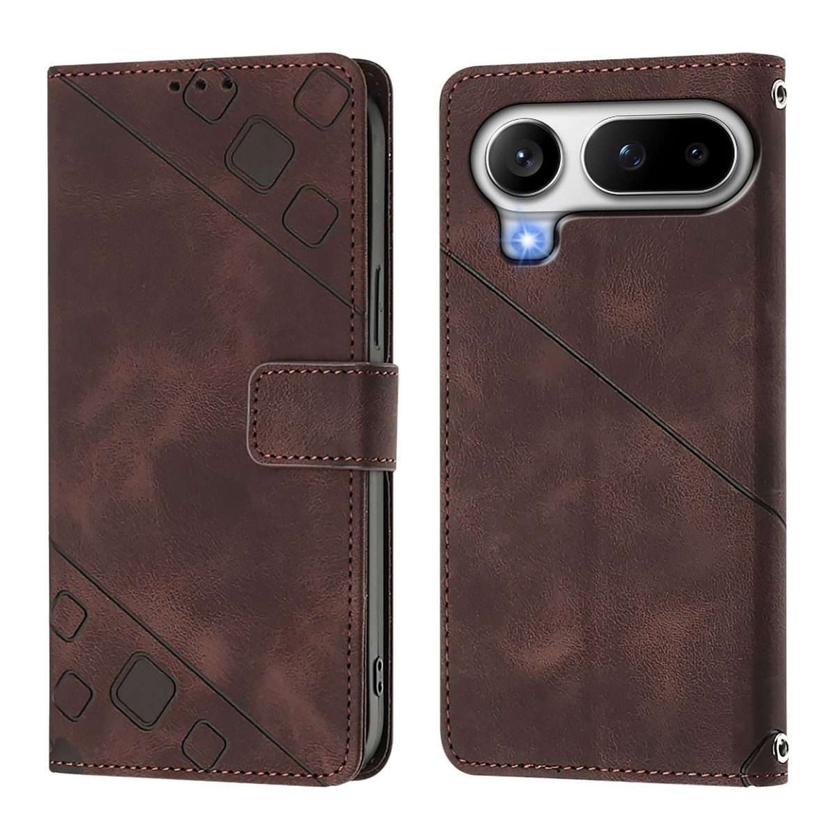 For Honor Magic8 Pro Air 5G Skin-feel Embossed Leather Phone Case(Brown)