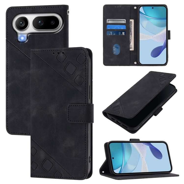For Honor Magic8 Pro Air 5G Skin-feel Embossed Leather Phone Case(Black)