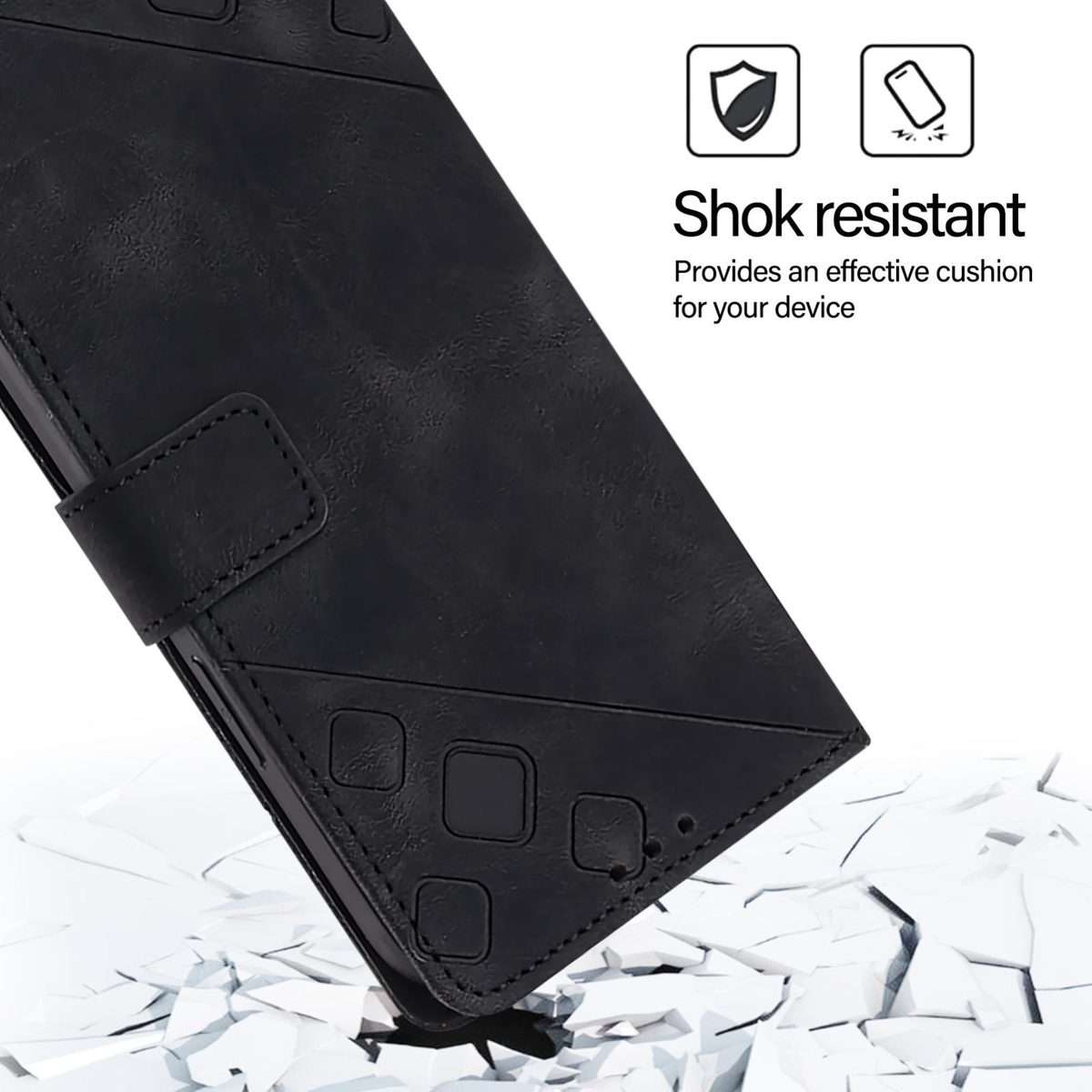 For Honor Magic8 Pro Air 5G Skin-feel Embossed Leather Phone Case(Black)