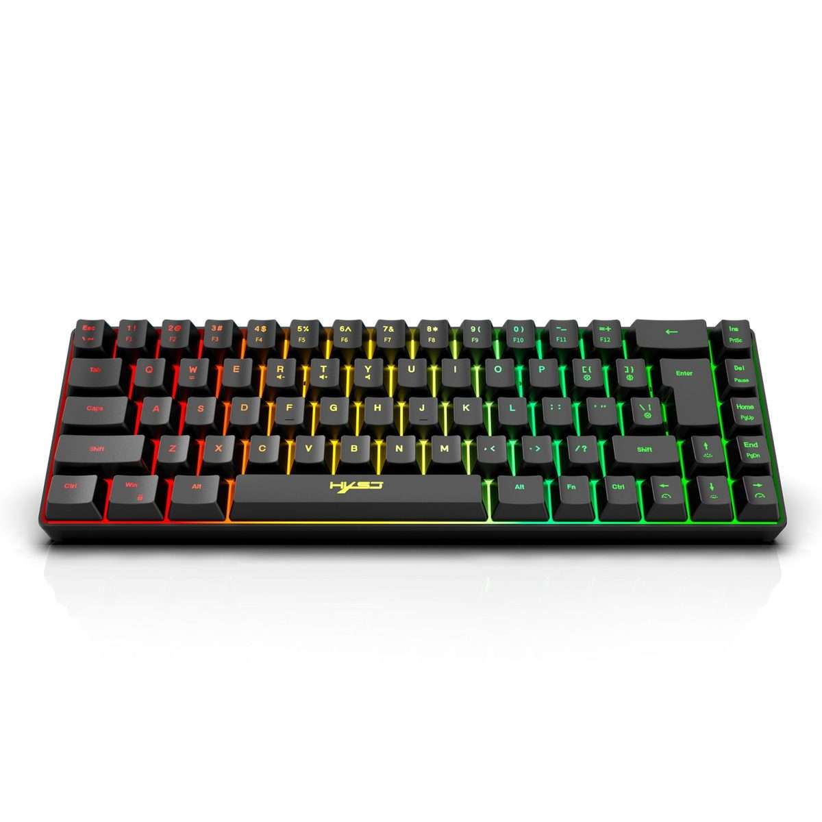 HXSJ V200 Wired RGB Backlit Mechanical Keyboard 68 Key Caps, Cable Length: 1.7m(Black)